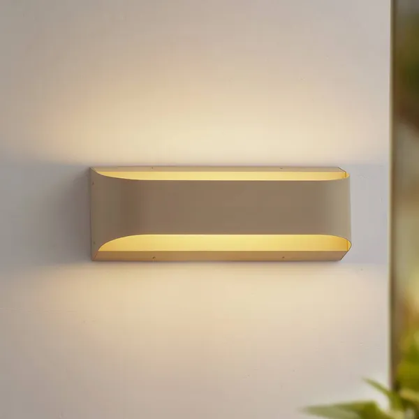 Lindby aplique LED para exterior Lenore, beige, metal, 36,5 cm