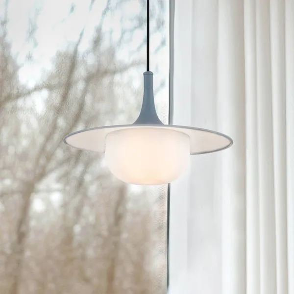 Viokef Lámpara colgante Fred, gris/blanco, Ø 35 cm, plástico/metal