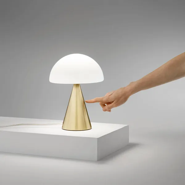 Fabas Luce Lámpara de mesa LED Blip, latón/blanco, cristal, CCT, regulador táctil