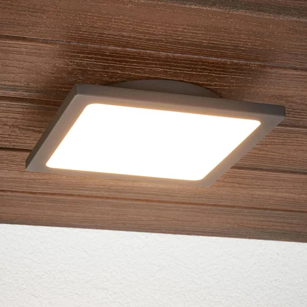 lámpara LED de techo para exterior Lucande Mabella, 23 cm, sensor, IP65