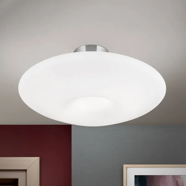 ORION Plafón Blanc, cristal opalino, níquel mate