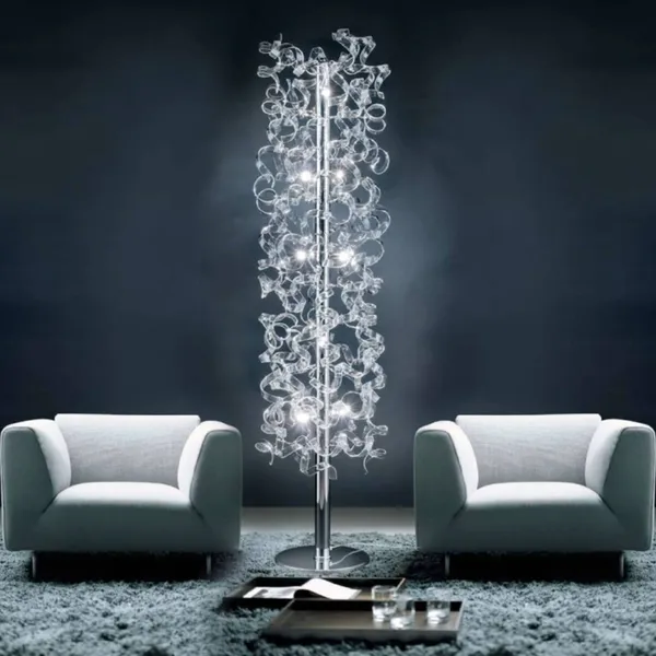 Metallux Lámpara de pie de cristal con varilla tachonada