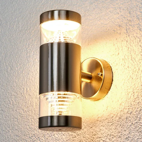 Lindby Aplique LED para exterior Lanea, 21 cm, acero inoxidable, IP44