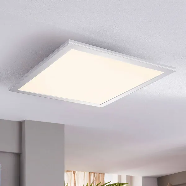 Lindby panel LED Livel, juego de 2, 4.000 K, 40 x 40 cm, plateado