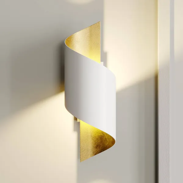 Aplique de pared Lindby Desirio, blanco/oro, 24cm, metal