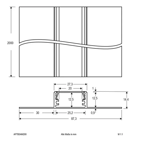 EVN Perfil construcción seco aluminio 200cm tapa opal