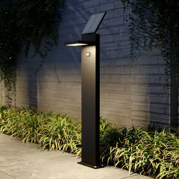 Lámpara solar LED para caminos Lucande Silvan, 100 cm, sensor, antracita