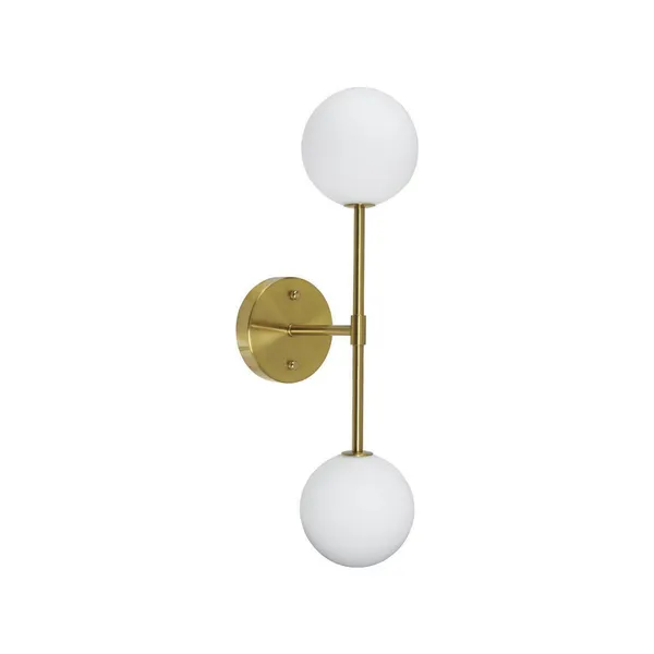 PR Home Sigma D aplique de pared, oro/opal, 2 luces 49 cm cristal