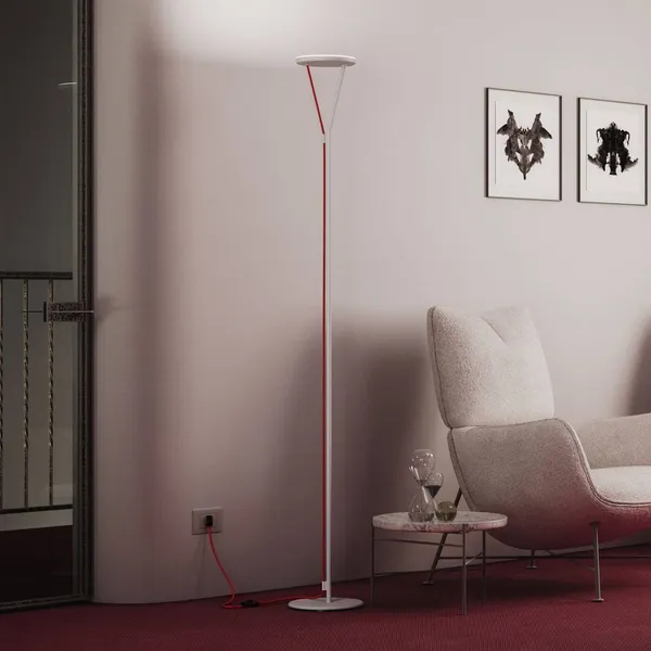 Fabbian lámpara de pie LED Rio, blanca, atenuable, 3.000 K, metal