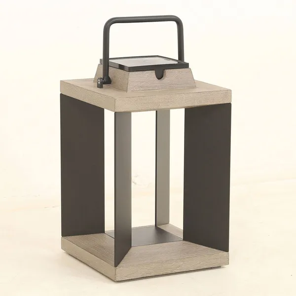 Les Jardins Linterna solar Teckalu, aluminio negro, 36,5 cm