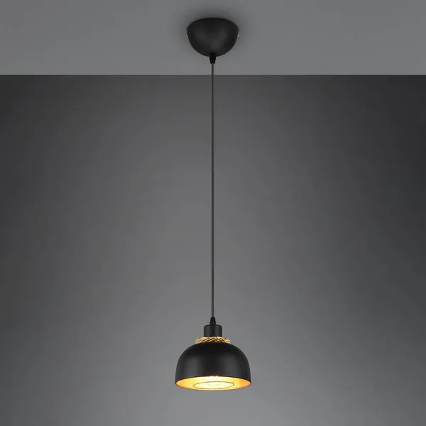 Reality Leuchten Punch lámpara colgante negro/oro 1 luz Ø 18 cm