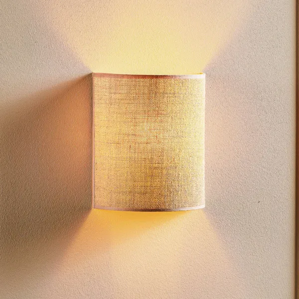 Euluna aplique de pared de yute, marrón, textil, 24 cm de altura, E27