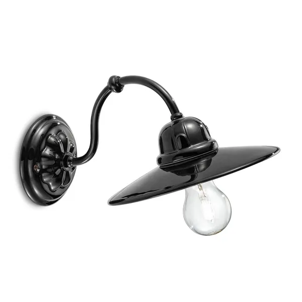 Ferroluce Aplique de pared Edoardo de estilo RETRO, negro