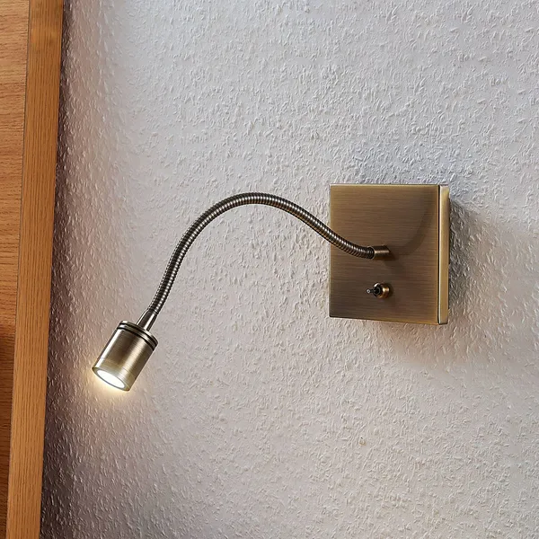 Lindby aplique de pared LED Mayar, latón, metal, lámpara de lectura, 11cm