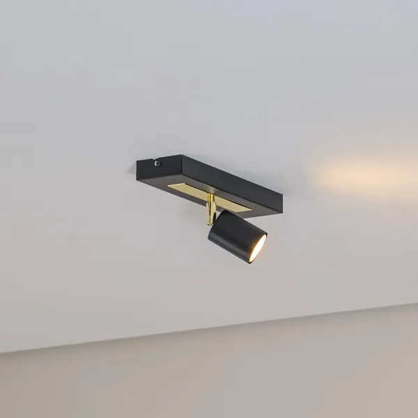 Luminex Downlight Rodez, negro/dorado, longitud 30 cm, acero