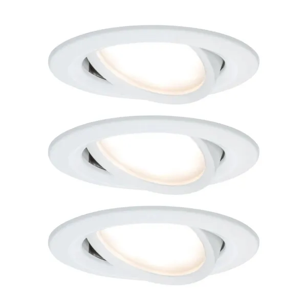 Paulmann, juego de 3 focos Nova Coin redondos orientables, blanco mate