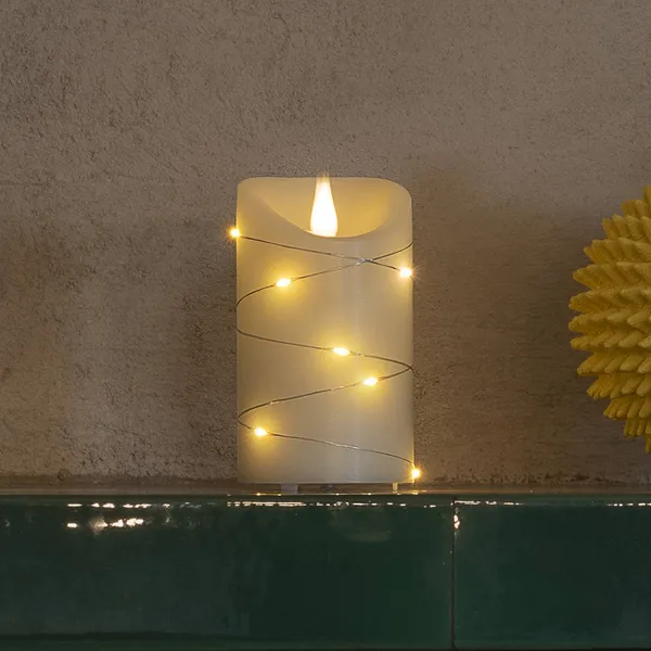 Konstsmide Christmas Vela de cera LED blanca Color de la luz blanco cálido 17,8 cm