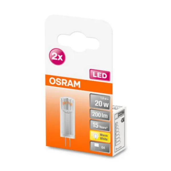 OSRAM LED bi-pin base G4 1.5W 2,700K claro 2-pack