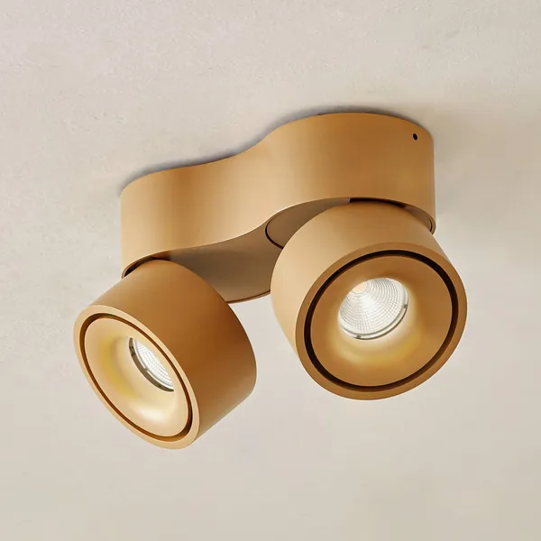 Arcchio Downlight LED Rotari, marrón, 2 luces, 8,9W