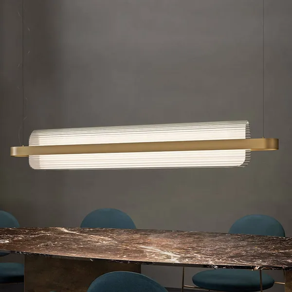kdln Lámpara colgante LED Nami, color latón, longitud 150 cm