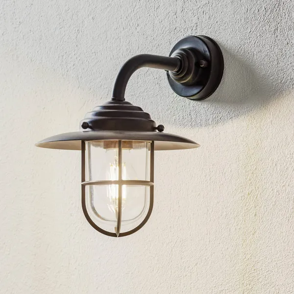 Moretti Luce Aplique exterior Chalet rejilla latón claro