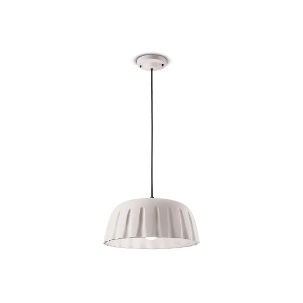 Ferroluce Lámpara colgante Madame Gres cerámica altura 18 cm, blanco