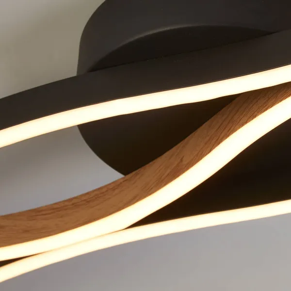 Searchlight Plafón LED Bloom Swirl negro/madera