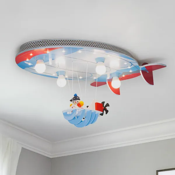 Elobra Lámpara de techo Aeronave con Joe azul-rojo-blanco