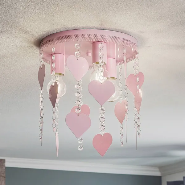 Eko-Light Plafón Corazón en rosa con corazones