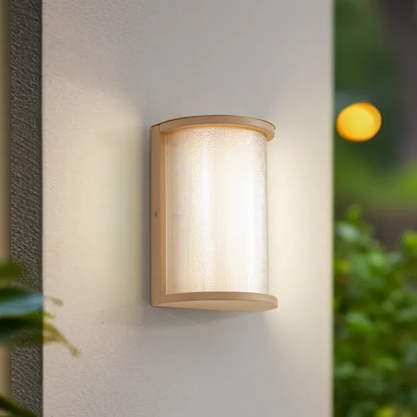 Aplique LED para exterior Lindby Calvik, beige, estriado, IP44