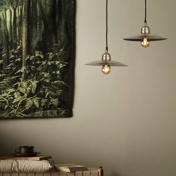 PR Home lámpara colgante Como, oro, Ø 28 cm, metal, enchufe