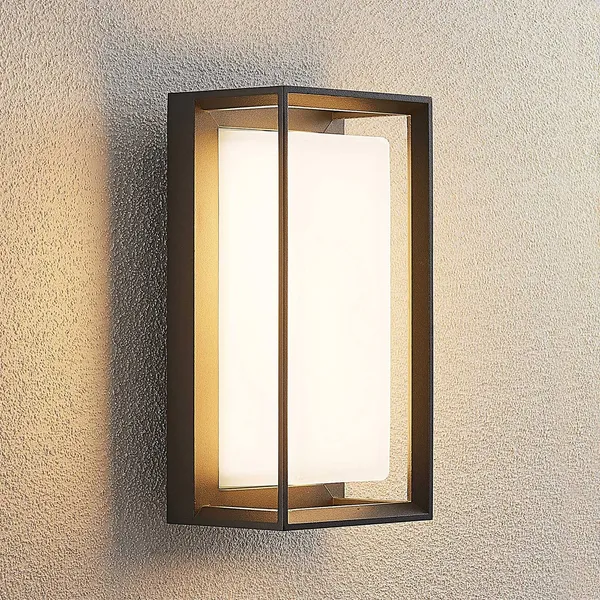Aplique LED para exterior Arcchio Ismera, antracita/ópal, IP65