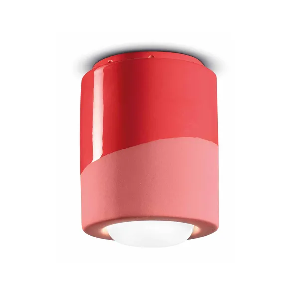 Ferroluce PI lámpara de techo, cilíndrica, Ø 12,5 cm, rojo