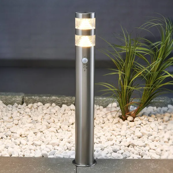 Bolardo luminoso LED Lanea de Lindby, 60 cm, gris, sensor, IP44