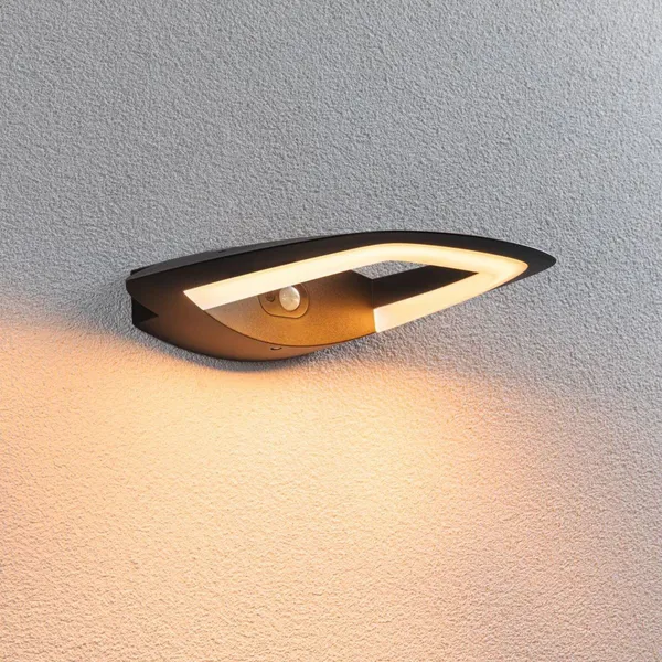 Paulmann aplique LED para exterior con sensor Akena, 2.200 K, antracita