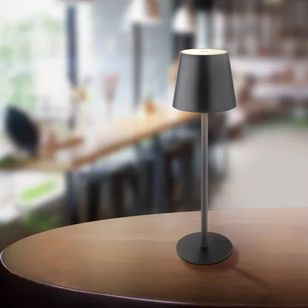Globo Lámpara de mesa LED recargable Vannie, negra, altura 36 cm, IP44