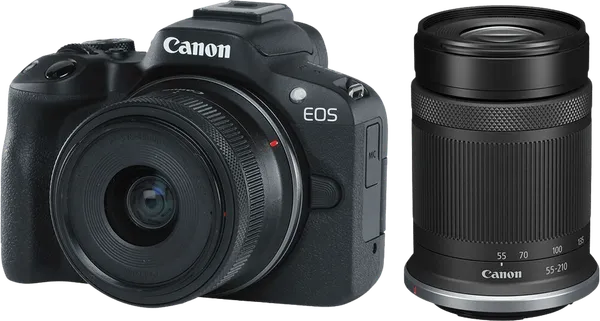 Kit Canon EOS R50 + RF-S 18-45mm f/4.5-6.3 IS STM + RF-S 55-210mm f/5-7.1 IS STM
