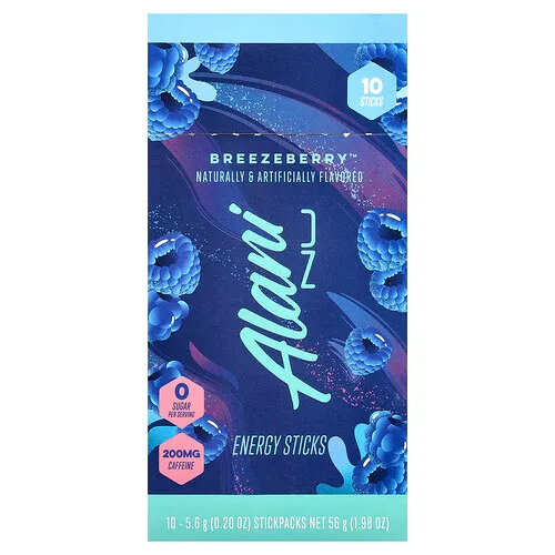 Alani Nu, Barritas energéticas, Breezeberry™, 10 sobrecitos, 5,6 g (0,2 oz) cada uno