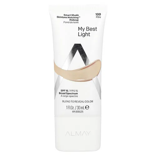 Almay, Smart Shade, Maquillaje que combina con el tono de la piel, FPS 15, My Best Light Light, 100, 30 ml (1 oz. líq.)