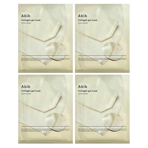 Abib, Mascarilla de belleza en gel con colágeno, Jalea de rosa de Jericó, 4 láminas, 35 g (1,23 oz) cada una