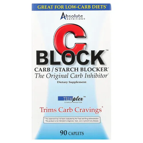 Absolute Nutrition, CBlock™, Bloqueador de carbohidratos y almidón, 90 comprimidos oblongos
