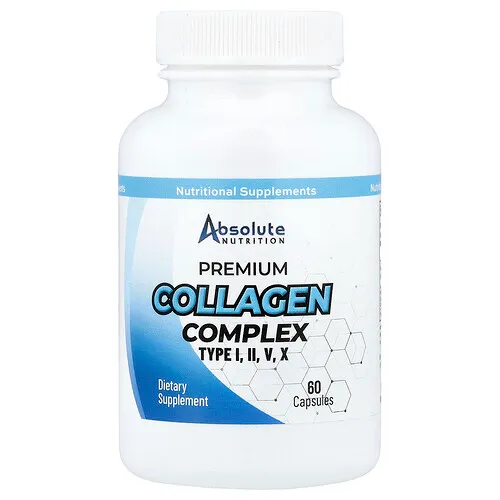 Absolute Nutrition, Complejo de colágeno prémium, Tipo I, II, V, X, 60 cápsulas