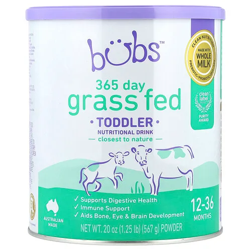 Aussie Bubs, 365 Day Grass Fed, Bebida nutricional en polvo para niños pequeños, De 12 a 36 meses, 567 g (20 oz)