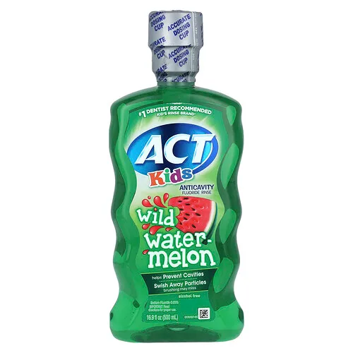 ACT, Para niños, Enjuague bucal anticaries con fluoruro, Sandía salvaje, 500 ml (16,9 oz. líq.)