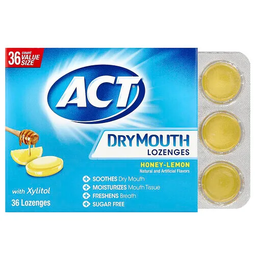 ACT, Pastillas para la boca seca con xilitol, Miel y limón, 36 pastillas