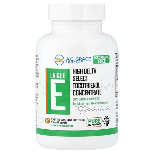 A.C. Grace Company, Unique E, Tocotrienol, 125 mg, 60 cápsulas blandas fáciles de ingerir