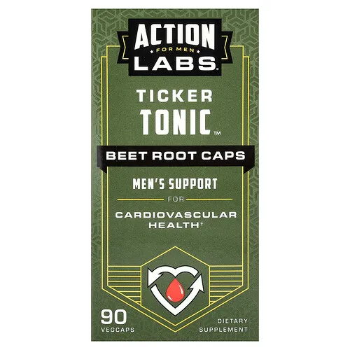 Action Labs, Para hombres, Ticker Tonic™, Cápsulas de raíz de remolacha, 90 cápsulas vegetales