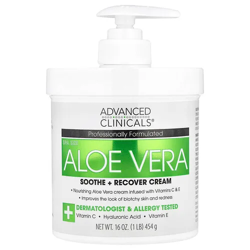 Advanced Clinicals, Aloe vera, Crema calmante y recuperadora`` 454 g (16 oz)