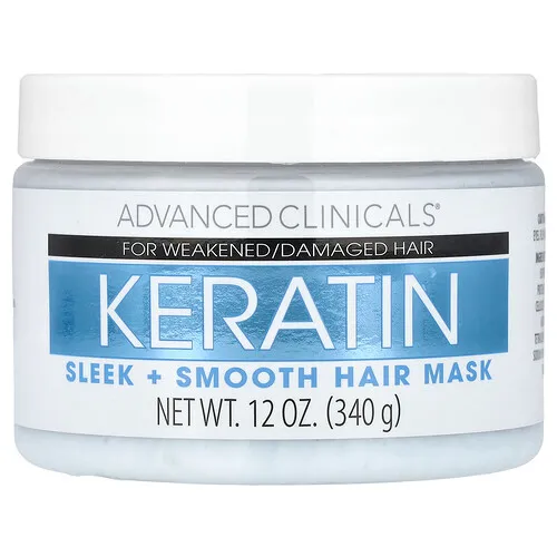 Advanced Clinicals, Queratina, Mascarilla para el cabello elegante y suave, 340 g (12 oz)