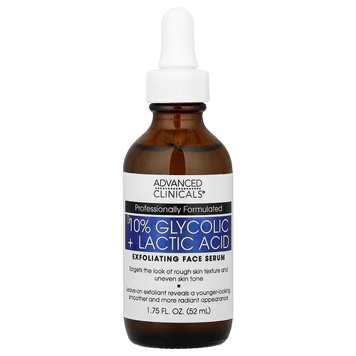 Advanced Clinicals, Sérum de ácido láctico y ácido glicólico al 10 %, 52 ml (1,75 oz. líq.)